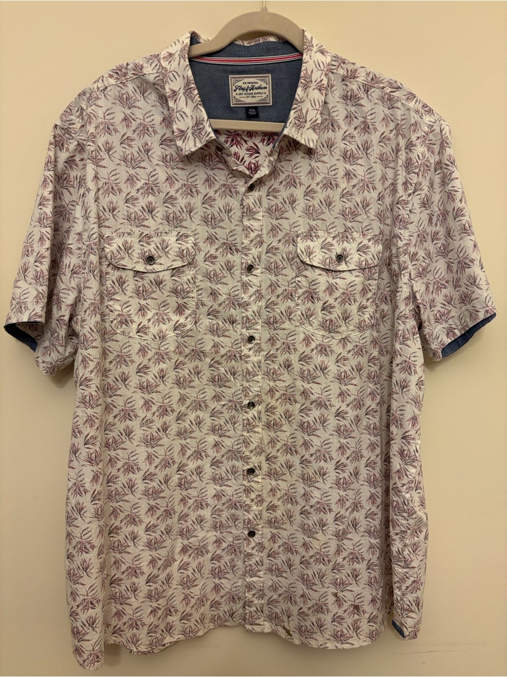Flag & Anthem Short Sleeve Light Gray Shirt Size XXL